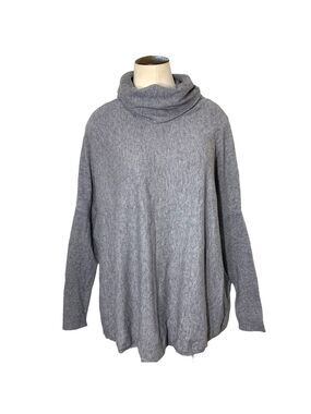 cyrus Grey Comfy Cozy Oversize Knit Sweater Bat's Wings Sleeves Cowlneck Sz S
